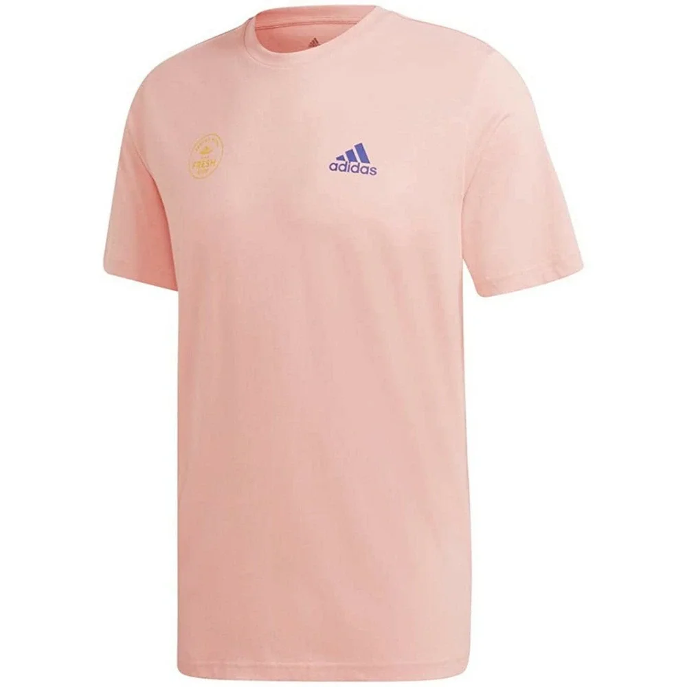 ADIDAS Snack Time Photo T-Shirt Mens Small Glory Pink GE4665 Graphic Tee